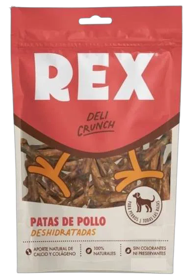 PATAS DE POLLO DESHIDRATADAS PERRO REX X20 DELI CRUNCH 260 G