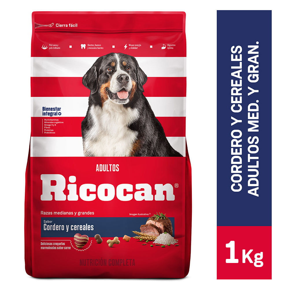 RICOCAN ALIMENTO PARA PERROS ADULTOS CON CORDERO Y CEREALES 1KG