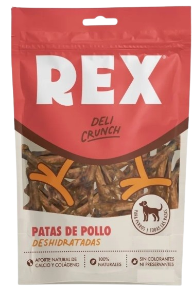PATAS DE POLLO DESHIDRATADAS PERRO REX X10 DELI CRUNCH 130 G