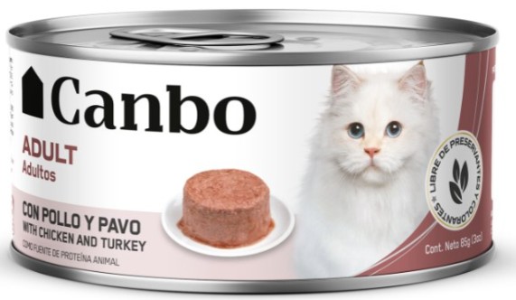 CANBO GATO PATE POLLO Y PAVO ADULTO LATA 85GR